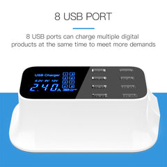 Base de carga rápida USB de 8 puertos YC-CDA19A, enchufe de EE. UU.