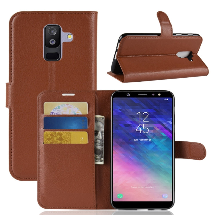 Para Galaxy A6 + 2018 Funda de cuero con tap...