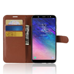 Para Galaxy A6 + 2018 Funda de cuero con tap...