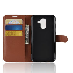 Para Galaxy A6 + 2018 Funda de cuero con tap...