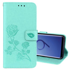 Para Galaxy S9 Rose Funda de cuero de PU amb...