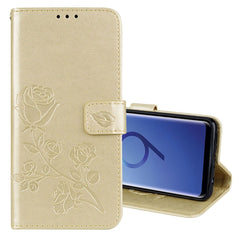 Para Galaxy S9 Rose Funda de cuero de PU amb...