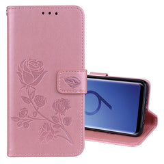 Para Galaxy S9 Rose Funda de cuero de PU amb...