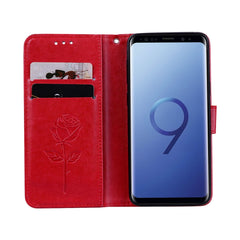 Para Galaxy S9 Rose Funda de cuero de PU amb...