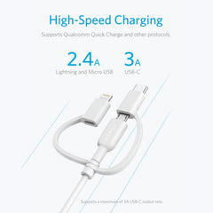 ANKER USB a 8 pines + Micro USB + Cable de datos MFI tipo C