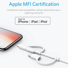 ANKER USB a 8 pines + Micro USB + Cable de datos MFI tipo C