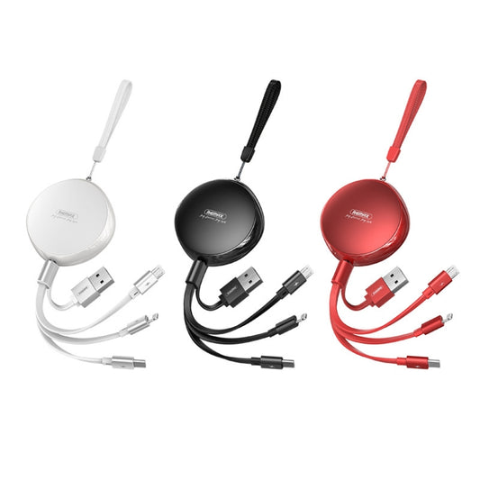REMAX RC-185th 3 en 1 2.1A USB a 8 pines + USB-C / Type-C + Cable Micro USB Sury Series