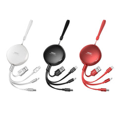 REMAX RC-185th 3 en 1 2.1A USB a 8 pines + USB-C / Type-C + Cable Micro USB Sury Series