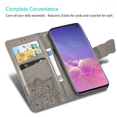 Funda de cuero con tapa horizontal en reliev...