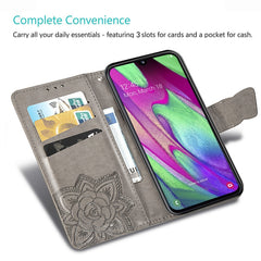 Funda de cuero con tapa horizontal en reliev...