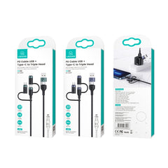 USB + Tipo-C a Tipo-C + 8 pines + Cable de carga micro rápida
