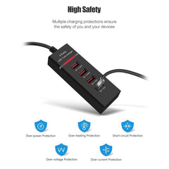 Adaptador de cargador de 4 puertos USB de 5V...