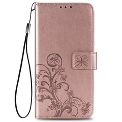 Estuche de cuero con patrón de flores prensa...