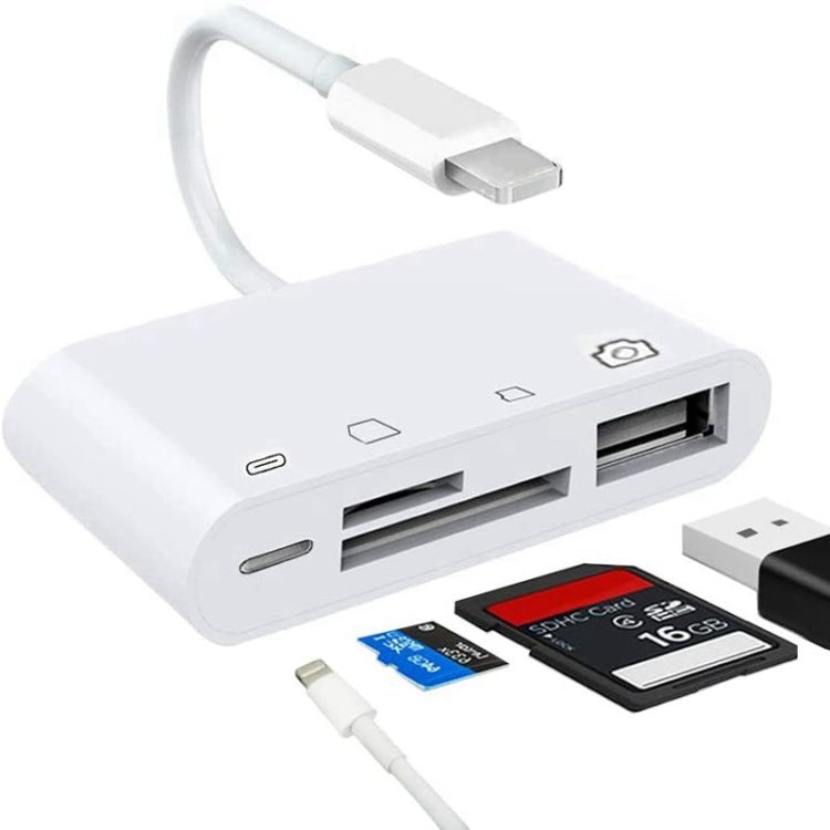 Adaptador lector de cámara 4 en 1 SD TF USB a Lightning IOS 13
