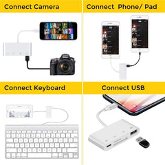 Adaptador lector de cámara 4 en 1 SD TF USB a Lightning IOS 13