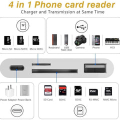 Adaptador lector de cámara 4 en 1 SD TF USB a Lightning IOS 13