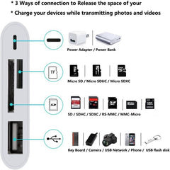 Adaptador lector de cámara 4 en 1 SD TF USB a Lightning IOS 13