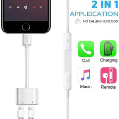 Audio y carga auxiliares con conector Lightning dual para iPhone 2 en 1
