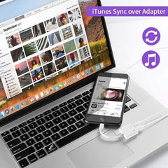 Audio y carga auxiliares con conector Lightning dual para iPhone 2 en 1