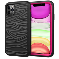 Para iPhone 11 Wave Pattern 3 en 1 Funda pro...
