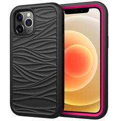 Para iPhone 12 Wave Pattern 3 en 1 Funda pro...