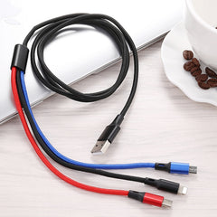 Cable de carga USB 3 en 1 a 8 pines + tipo C + micro USB