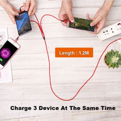 Cable de carga USB 3 en 1 a 8 pines + tipo C + micro USB