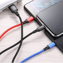 Cable de carga USB 3 en 1 a 8 pines + tipo C + micro USB