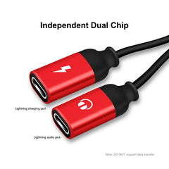 ENKAY Adaptador de audio convertidor de carga de 8 pines a doble 8 pines