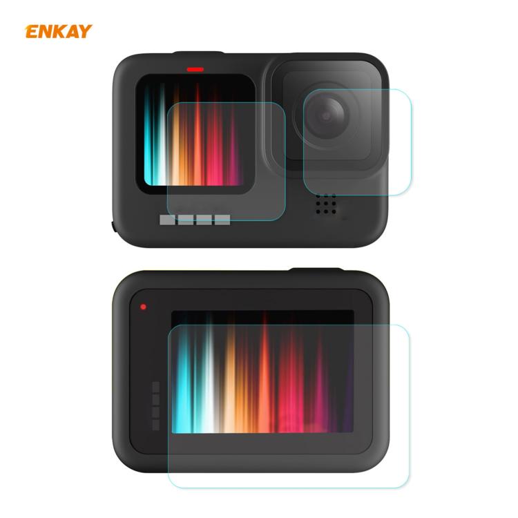Para GoPro HERO9 ENKAY 3 en 1 Película protectora de vidrio templado
