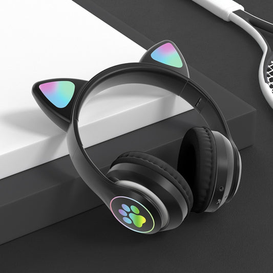 Auriculares de oreja de gato RGB de conexión dual compatibles con tarjeta TF