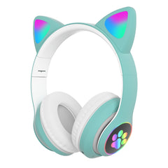 Auriculares de oreja de gato RGB de conexión dual compatibles con tarjeta TF