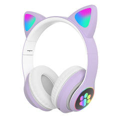 Auriculares de oreja de gato RGB de conexión dual compatibles con tarjeta TF