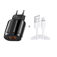 Cargador de viaje USB doble + cable de datos USB de 1 metro a 8 pines