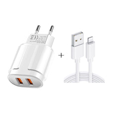 Cargador de viaje USB doble + cable de datos USB de 1 metro a 8 pines