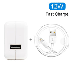 Cargador USB de 12 W + cable de datos USB a 8 pines para iPad, enchufe de la UE