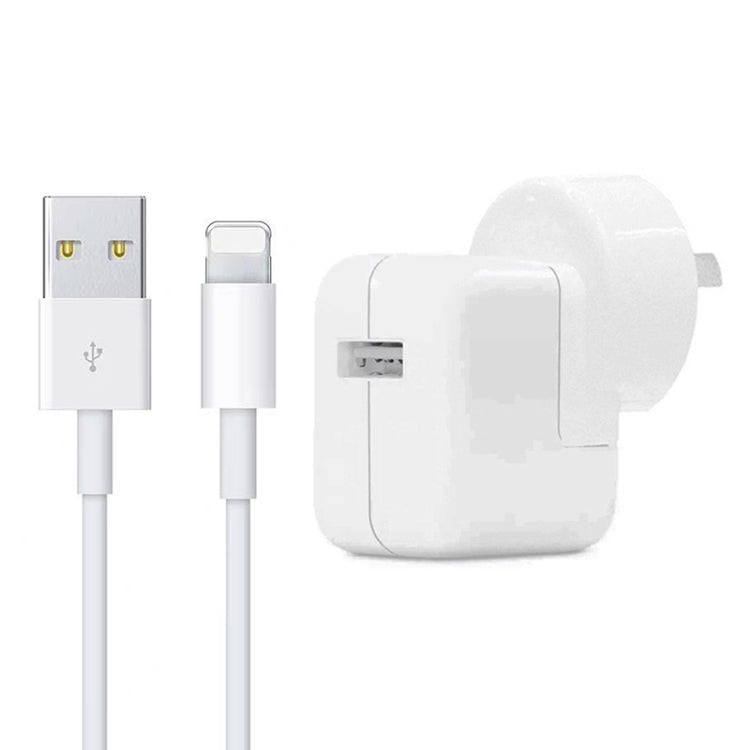 Cargador USB de 12 W + cable de datos USB a 8 pines para iPad, enchufe AU