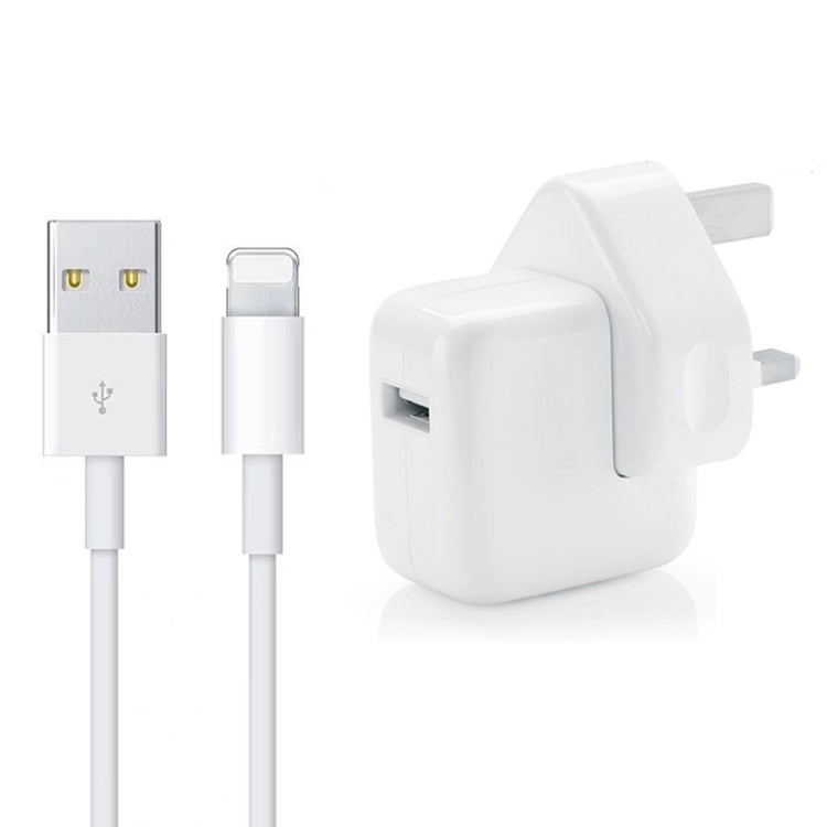 Cargador USB de 12 W + cable de datos USB a 8 pines para iPad, enchufe del Reino Unido
