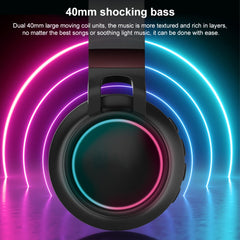 Colorido LED Bluetooth 5.0 Auriculares estéreo HiFi plegables