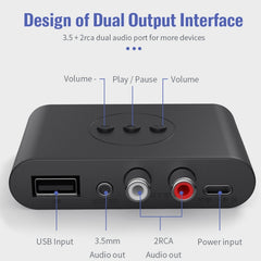 Receptor de audio B21 Bluetooth 5.0 compatible con salida AUX RCA