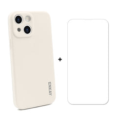 ENKAY Funda de Silicona + Protector de Cristal para iPhone 13