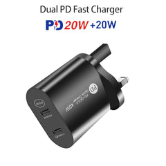 002 Cargador rápido PD / Tipo-C de doble pue...