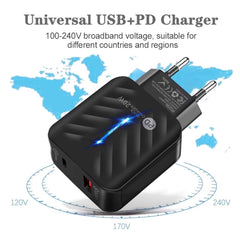 PD03 20W Tipo-C + QC3.0 Cargador USB con luz...