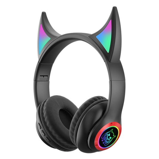 STN25 Devil Ear Auriculares para niños con micrófono Auriculares inalámbricos Luz brillante Caja de música Regalo de Navidad