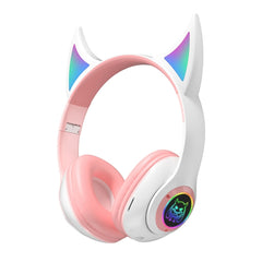 STN25 Devil Ear Auriculares para niños con micrófono Auriculares inalámbricos Luz brillante Caja de música Regalo de Navidad