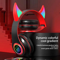 STN25 Devil Ear Auriculares para niños con micrófono Auriculares inalámbricos Luz brillante Caja de música Regalo de Navidad