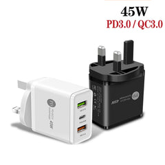 Cargador rápido multipuerto USB 45W PD3.0 + ...