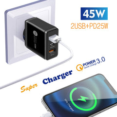 Cargador multipuerto USB PD3.0 + 2 x QC3.0 d...