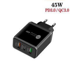 45W PD25W + 2 x QC3.0 Cargador USB multipuer...
