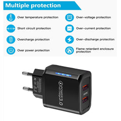 Cargador de teléfono móvil USB QC3.0 de puer...